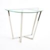 Half Round Polished Stainless Steel & Glass Table - Image 2