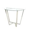Half Round Polished Stainless Steel & Glass Table - Image 3