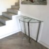 Half Round Polished Stainless Steel & Glass Table - Image 5