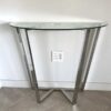 Half Round Polished Stainless Steel & Glass Table - Image 6